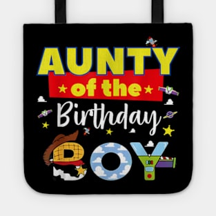 Aunty Of The Birthday Boy Toy Familly Matching Story Tote