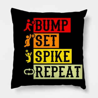 Bump Set Spike Repeat Volleyball Shirt For Girls Teens Women Pillow