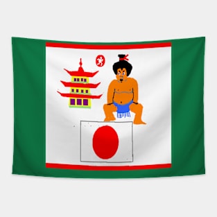 Sporty Japan Design on Green Background Tapestry