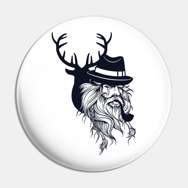 Rockabilly Beard and Pipes Pin by cranko