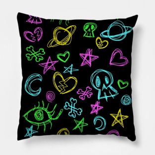 Neon Scribbles Pillow