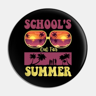 Retro Last Day Of School Schools Out For Summer Teacher Gift Pin