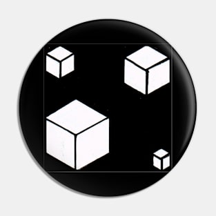 Black and White Cubes Geometric Abstract Acrylic Painting Pin