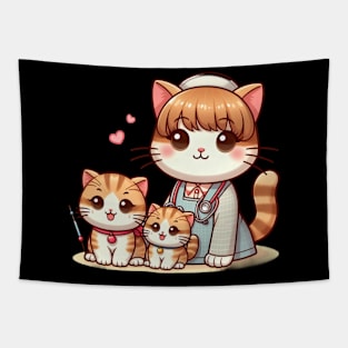 Whisker Wit: Chronicles of a Funny Cute Cat Mom Tapestry