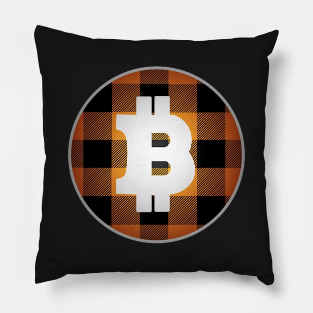 Plaid Bitcoin Logo Pillow by faiiryliite