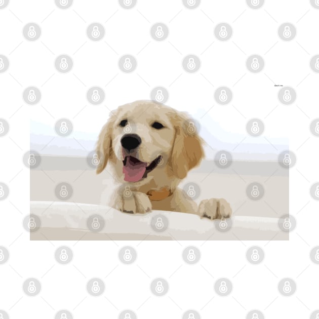 Cute Golden Retriever Digital Painting by gktb