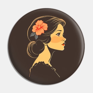 Beautiful Woman With a Flower In Her Hair #1 Pin