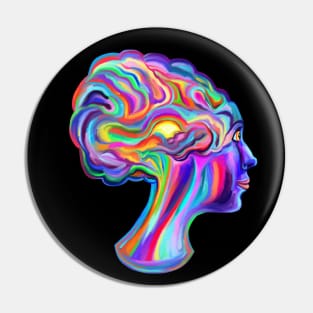 Psychedelic Creative Brainstorm Girl Pin