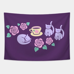 Pastel Cat Cafe Tapestry