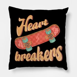 Heartbreaker Cute Heart And Skateboard Happy Valentines Day Pillow