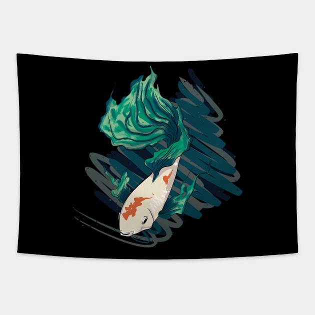 Green Betta Fish Tapestry by EzekRenne