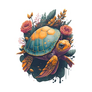 Turtle with Flowers T-Shirt