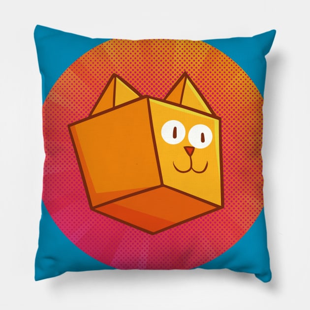 Cute Square Orange Cat Pillow by Jocularity Art