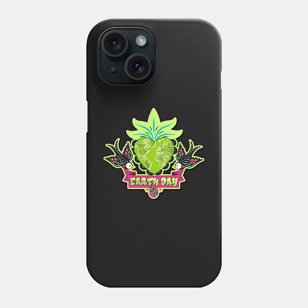 Earth Day Tattoo Phone Case by PalmGallery