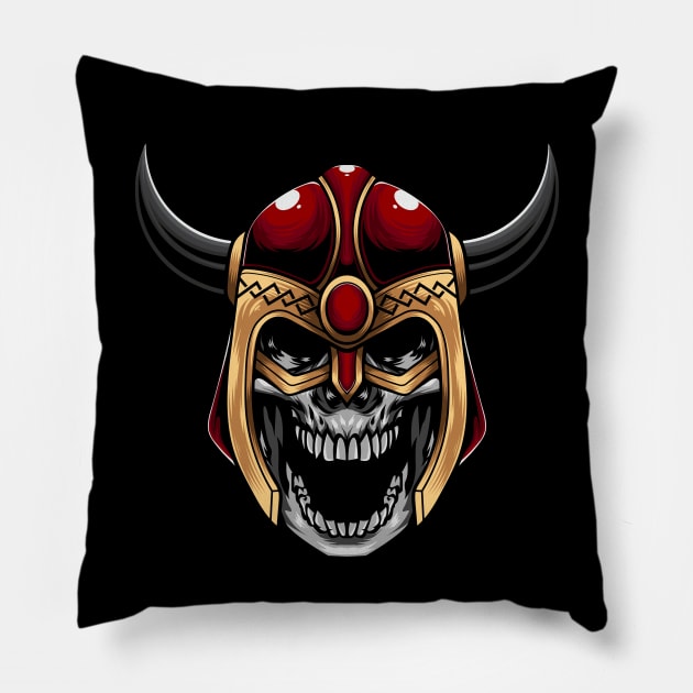 Viking Skull 1.5 Pillow by Harrisaputra