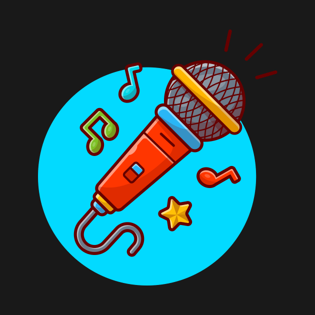 Microphone with Note and Tune of Music Cartoon Vector Icon Illustration by Catalyst Labs