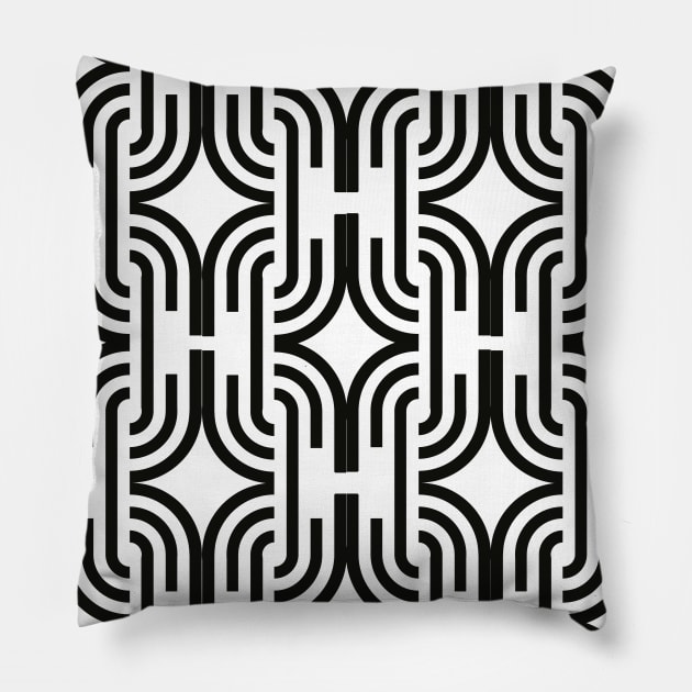 Geometric black pattern art deco Pillow by carolsalazar