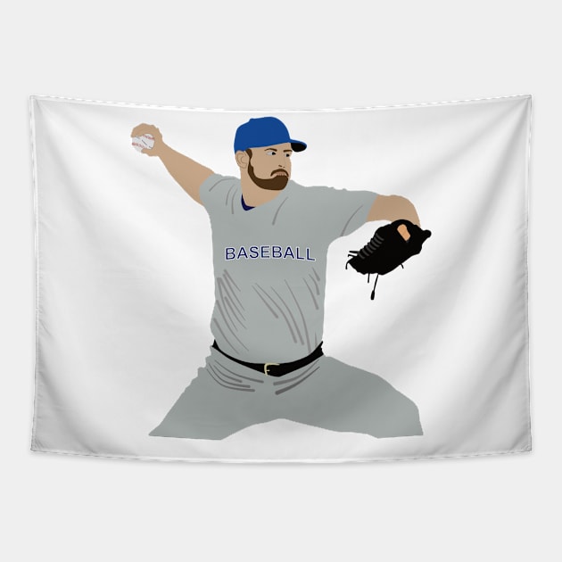 Baseball player throwing the ball Tapestry by GiCapgraphics