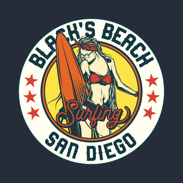 Vintage Surfing Badge for Black's Beach, San Diego by SLAG_Creative