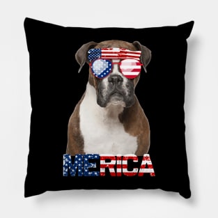 Merica Boxer Dog American Flag 4Th Of July Pillow