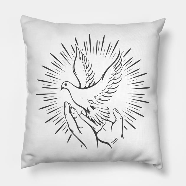 Hands Released White Dove Pillow by devaleta