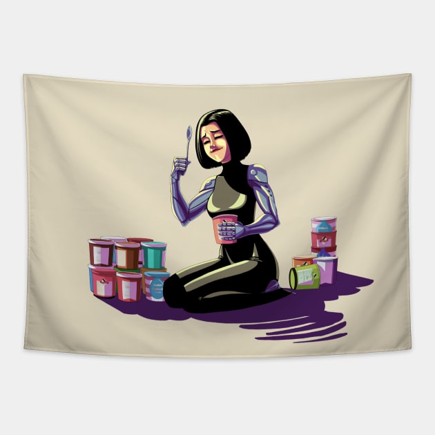 Alita discovers ice cream! Tapestry by krls