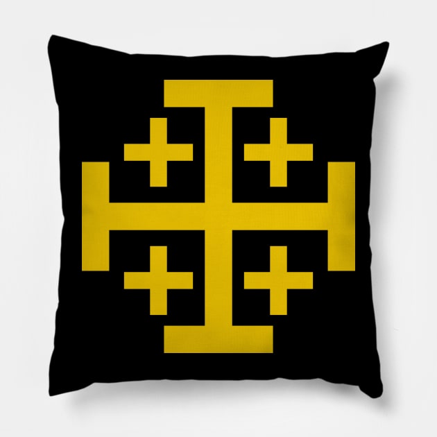 Jerusalem Cross (gold) Pillow by PabloDeChenez