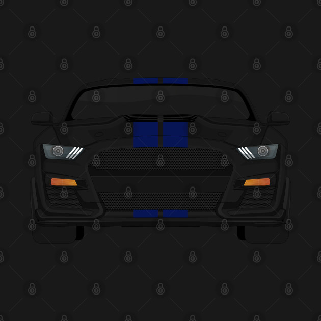 Disover Shelby GT500 2020 Shadow-Black + Kona-Blue Stripes - Mustang Shelby Gt500 - T-Shirt