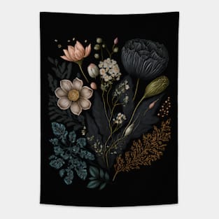 Dark Victorian Floral Art Tapestry