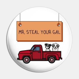 Mr. Steal Your Gal Red Pick up with Dogs Pin