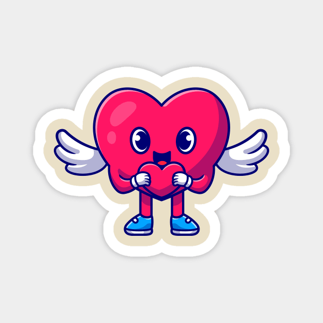 Cute Heart Angel With Love Sign Cartoon Magnet by Catalyst Labs