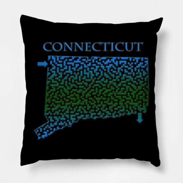 Connecticut State Outline Maze & Labyrinth Pillow by gorff