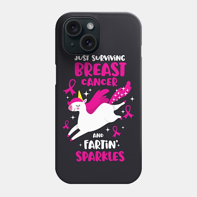 Breast Cancer Survivor Farting Unicorn Phone Case by jomadado