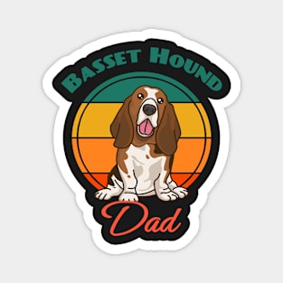 Basset Hound Dad fathers day Dog puppy Lover Cute Sunser Retro Magnet