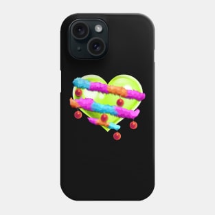 Green Heart With Garland And Christmas Tree Balls Phone Case