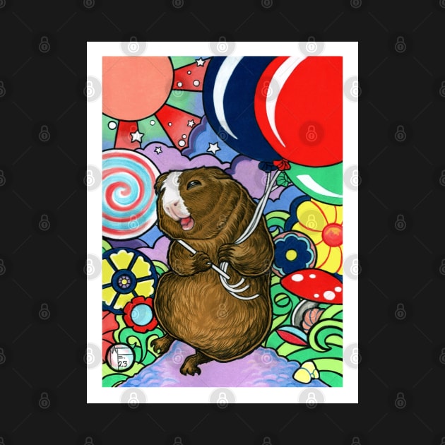 Happy Guinea Pig With Balloons by Nat Ewert Art