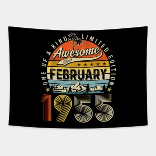 Awesome Since February 1955 Vintage 68th Birthday Tapestry