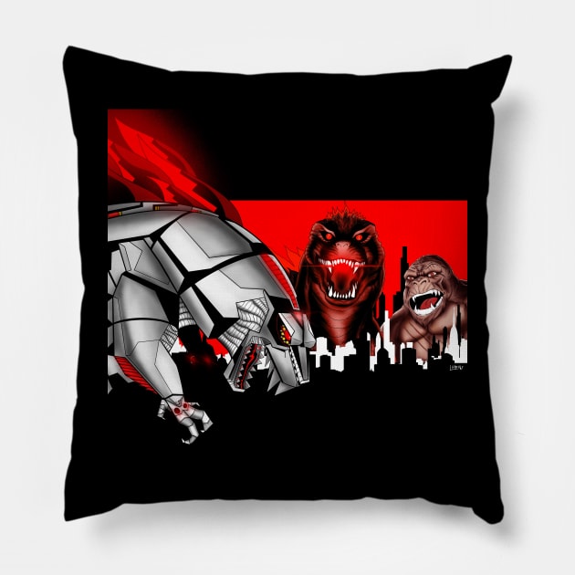 kaiju madness ecopop art Pillow by jorge_lebeau