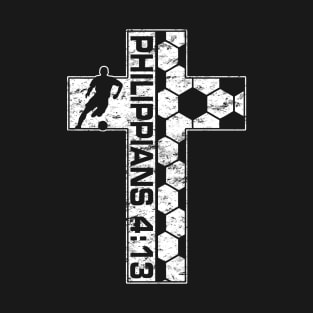 Philippians 4:13 Soccer Christian Jesus Faith Cross T-Shirt