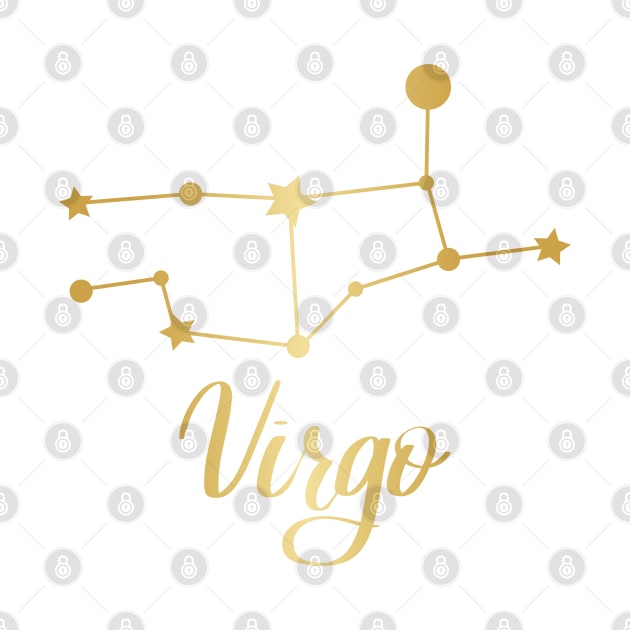 Virgo Zodiac Constellation in Gold by Kelly Gigi