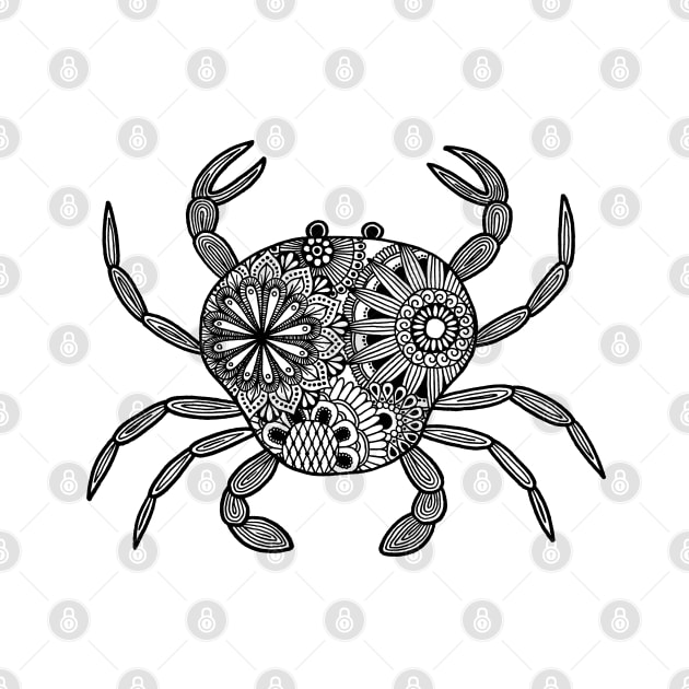 Mandala Crab (black and white) by calenbundalas