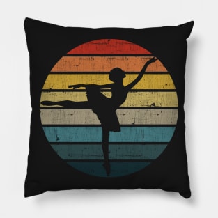 Ballet Ballerina Silhouette On A Distressed Retro Sunset product Pillow