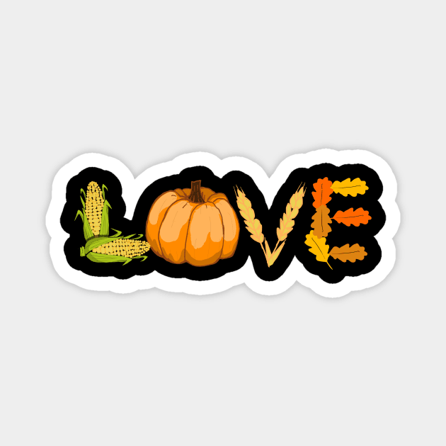 Pumpkin Love Motiv with leaves and grain Design Magnet by Shirtglueck