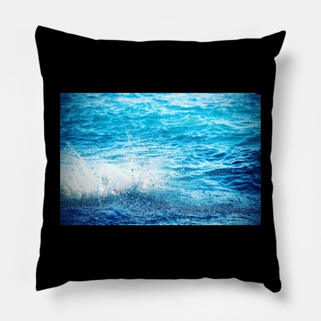 Blue Ocean Sea Waves Pillow by Designdaily