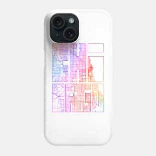 Chicago, USA City Map Typography - Colorful Phone Case