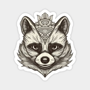 Monochrome ornamental raccoon Magnet