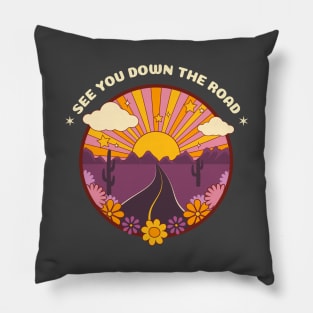 See You Down The Road Van Life Sun Pillow