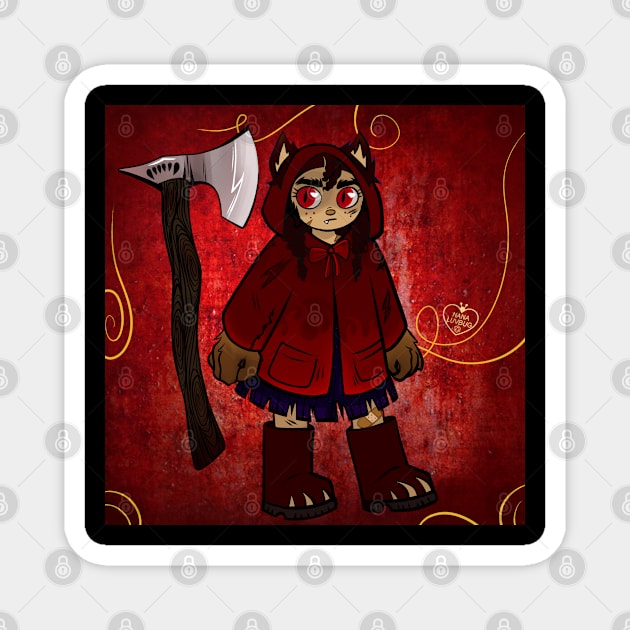 Little Wolf Riding Hood Magnet by nana luvbug