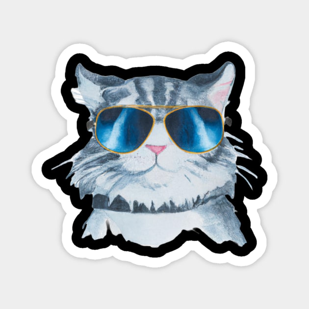Cat Wearing Glasses Magnet by Whiskers and Tees