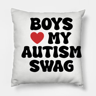 Boys Heart My Autism Swag Funny Boys Love My Autism Swag Pillow